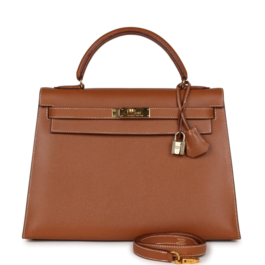Vintage Top quality Hermes Kelly Sellier 32 Gold Courcheval Gold Hardware