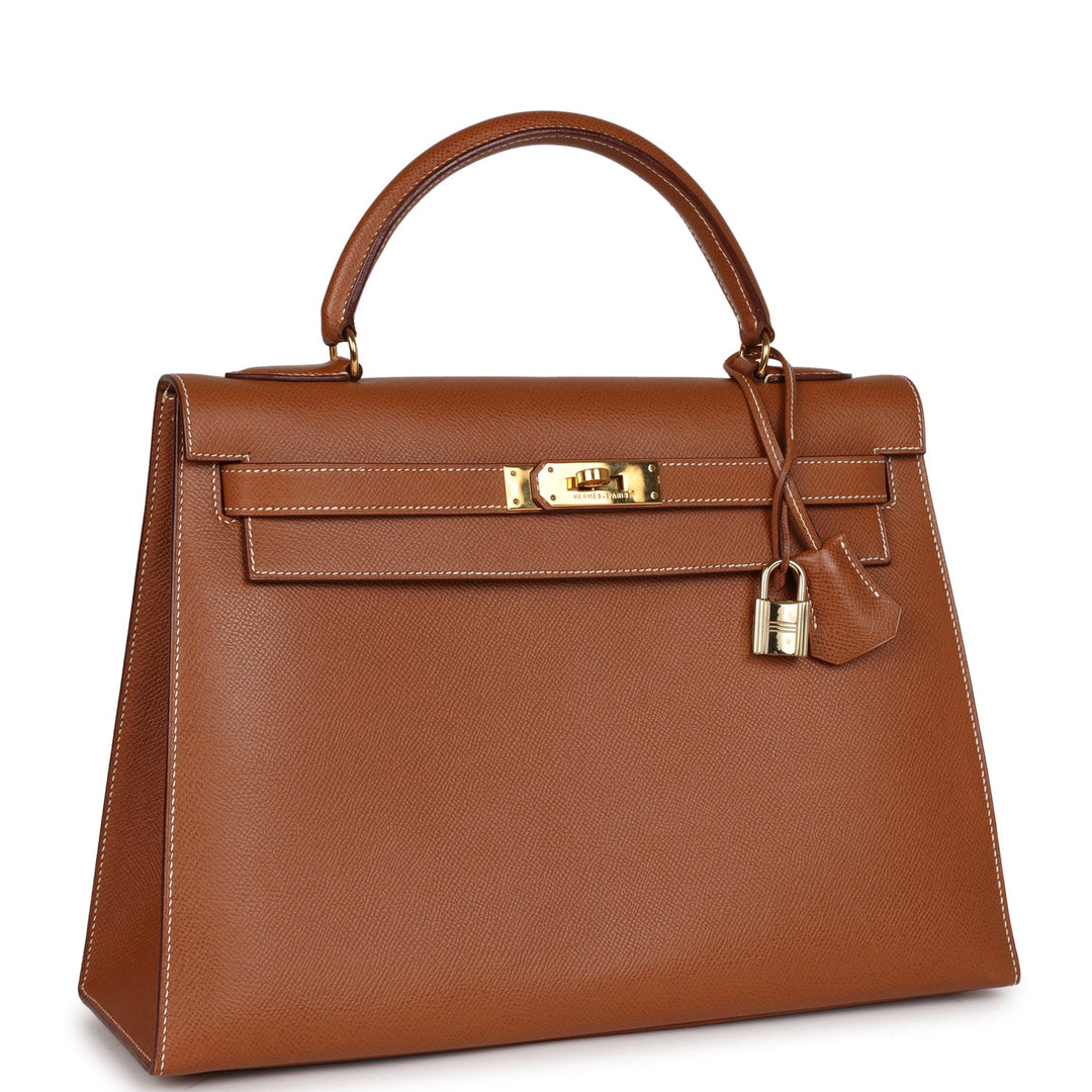 Vintage Top quality Hermes Kelly Sellier 32 Gold Courcheval Gold Hardware