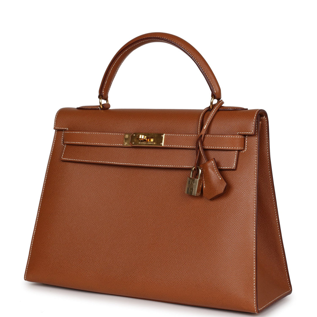 Vintage Top quality Hermes Kelly Sellier 32 Gold Courcheval Gold Hardware