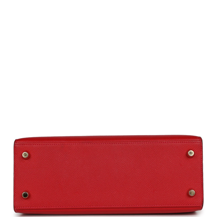 Top quality Hermes Kelly Sellier 25 Rouge Casaque Epsom Gold Hardware