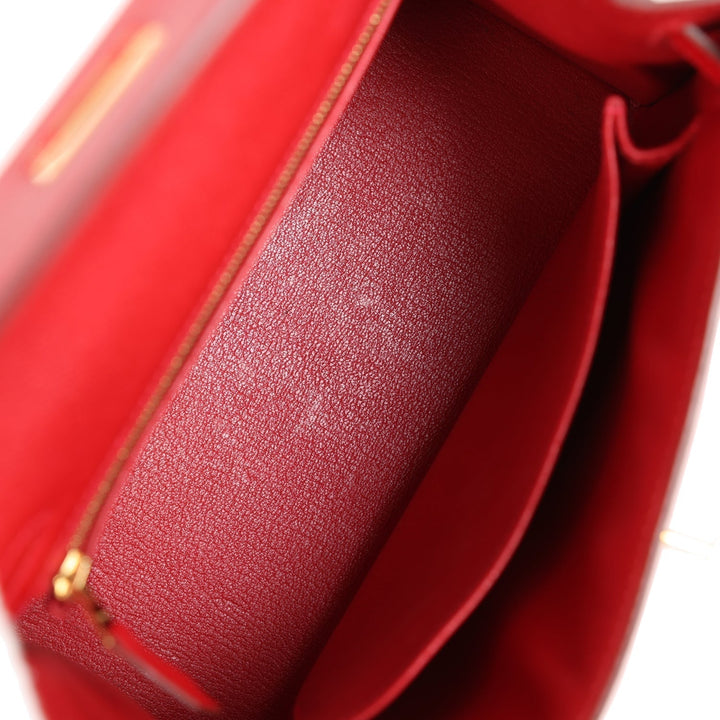 Top quality Hermes Kelly Sellier 25 Rouge Casaque Epsom Gold Hardware