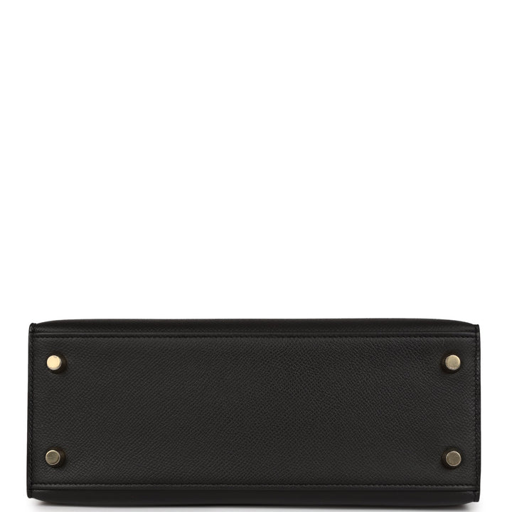 Hermes Kelly Sellier 25 Black Epsom Gold Hardware