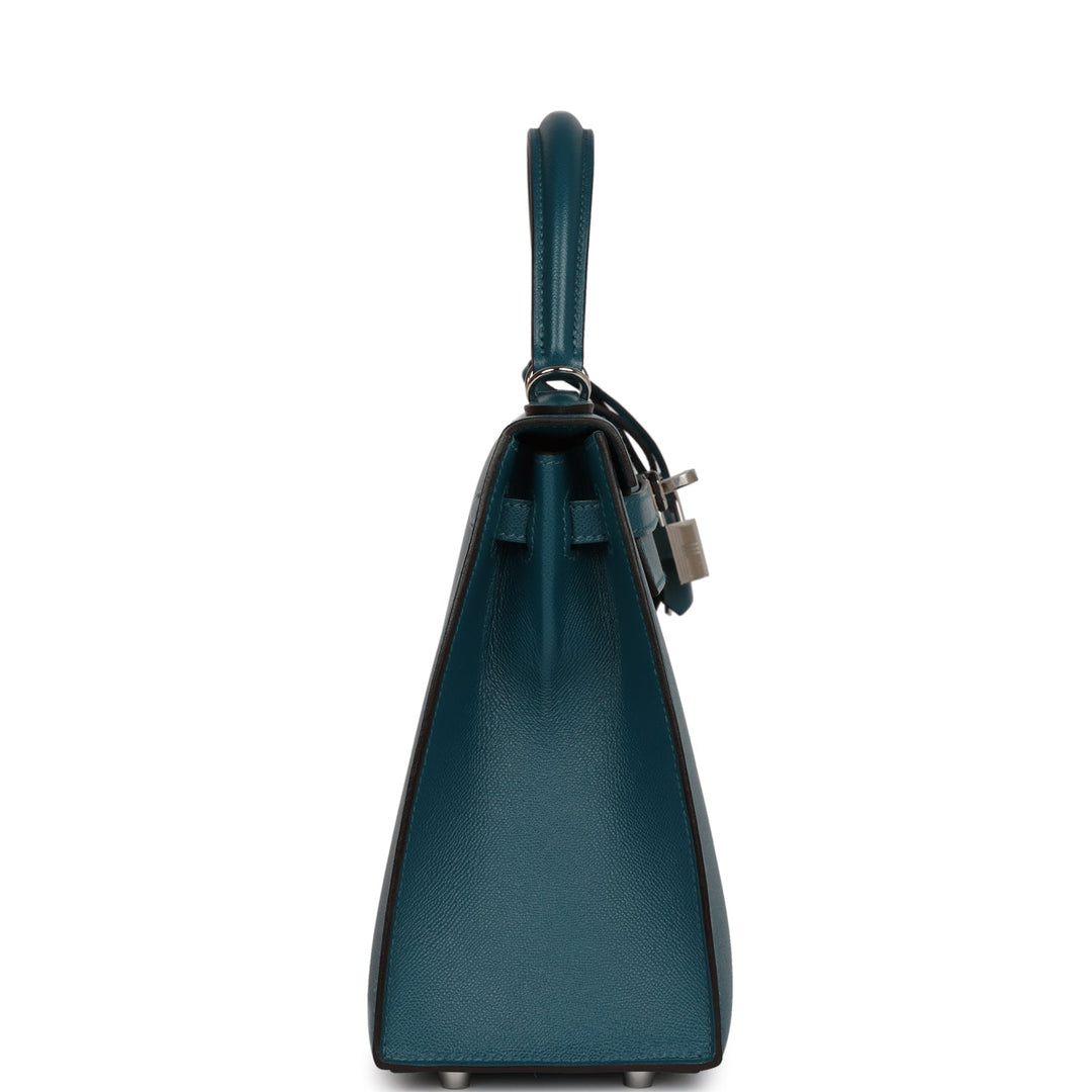 Top quality Hermes Kelly Sellier 25 Vert Bosphore Verso Madame Palladium Hardware