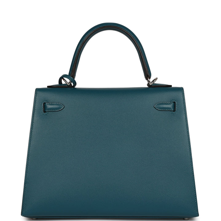 Top quality Hermes Kelly Sellier 25 Vert Bosphore Verso Madame Palladium Hardware