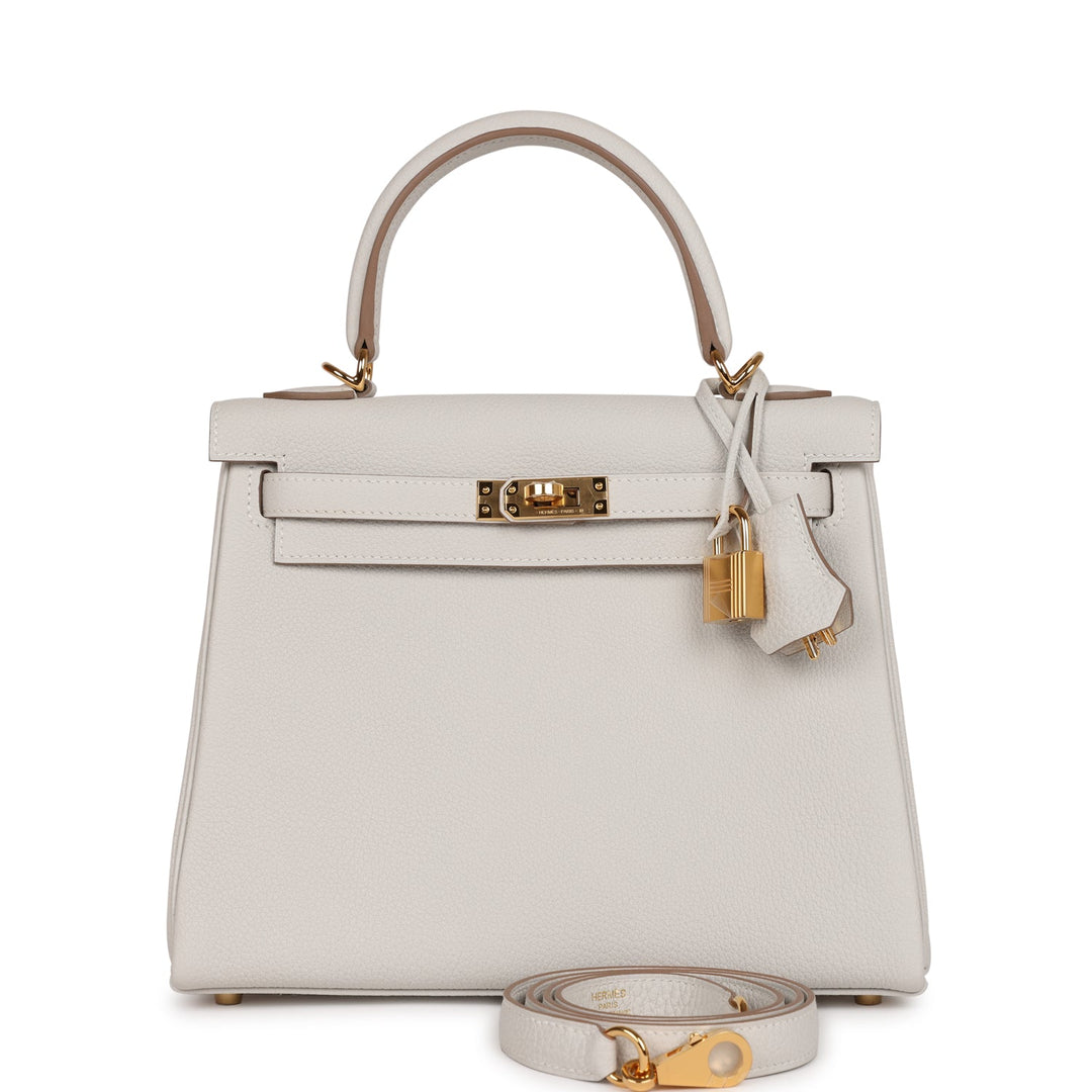 Top quality Hermes Kelly Retourne 25 Gris Pale Togo Gold Hardware