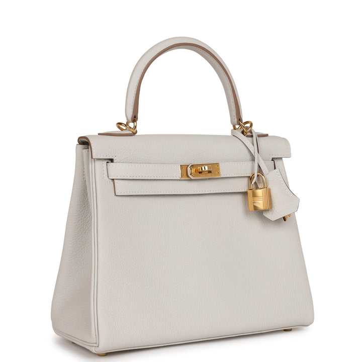 Top quality Hermes Kelly Retourne 25 Gris Pale Togo Gold Hardware
