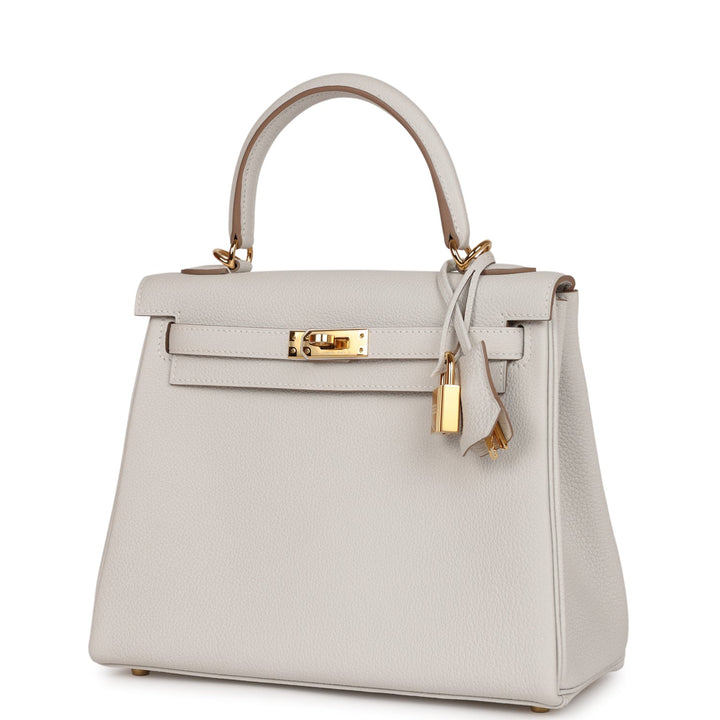 Top quality Hermes Kelly Retourne 25 Gris Pale Togo Gold Hardware