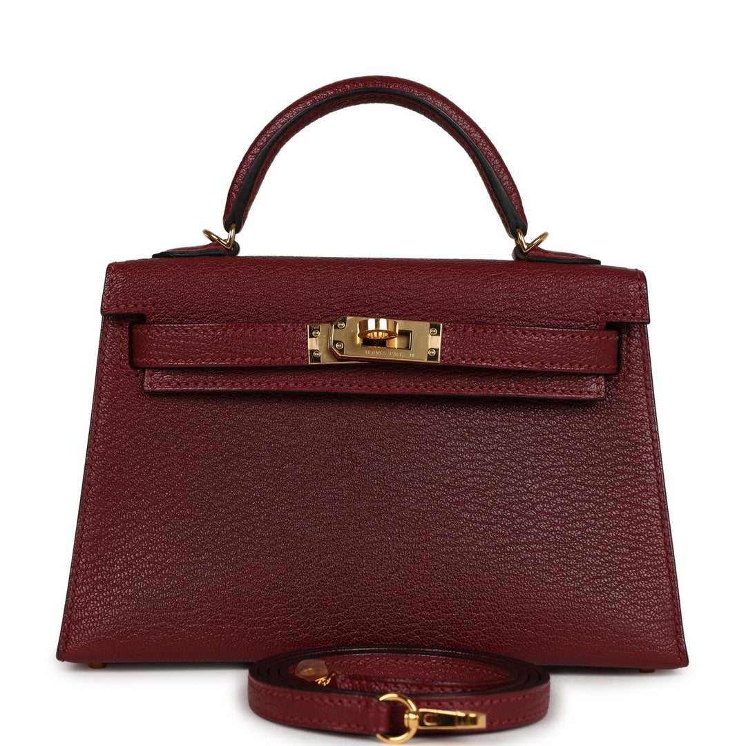 Hermes Kelly 20 Rouge Grenat Chevre Gold Hardware