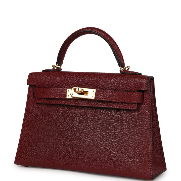 Hermes Kelly 20 Rouge Grenat Chevre Gold Hardware