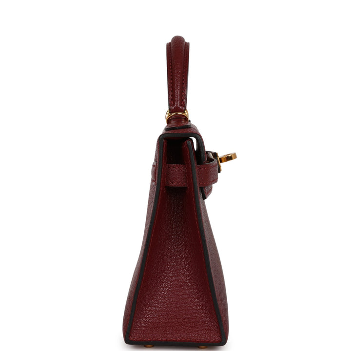 Hermes Kelly 20 Rouge Grenat Chevre Gold Hardware