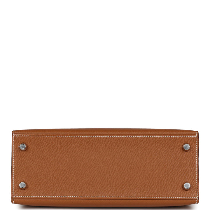 Top quality Hermes Kelly Sellier 25 Gold Epsom Palladium Hardware