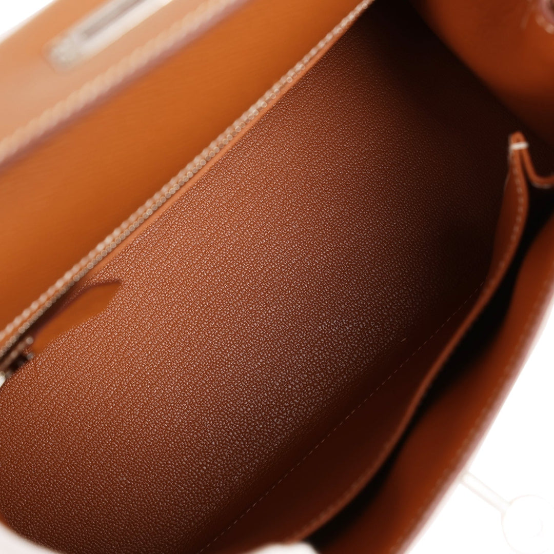 Top quality Hermes Kelly Sellier 25 Gold Epsom Palladium Hardware