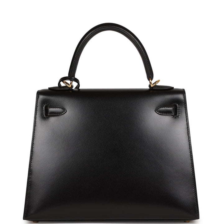Top quality Hermes Kelly Sellier 25 Black Box Gold Hardware