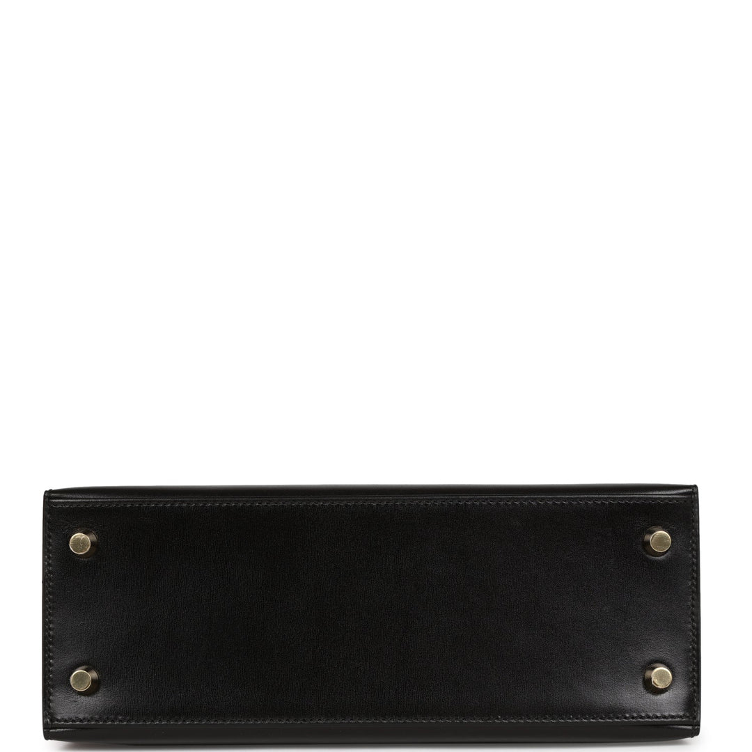Top quality Hermes Kelly Sellier 25 Black Box Gold Hardware