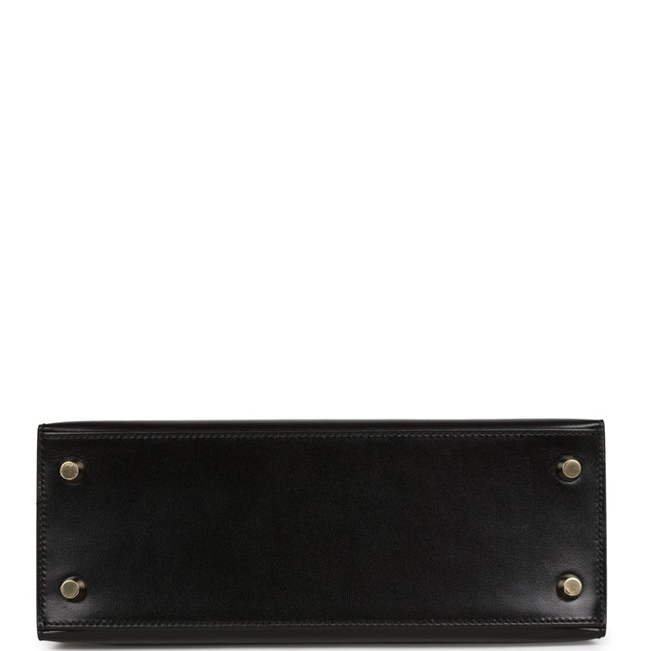 Top quality Hermes Kelly Sellier 25 Black Box Gold Hardware
