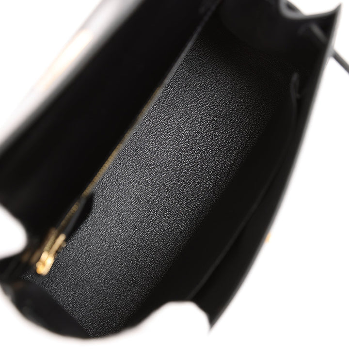 Top quality Hermes Kelly Sellier 25 Black Box Gold Hardware