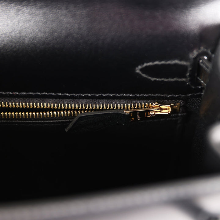 Top quality Hermes Kelly Sellier 25 Black Box Gold Hardware