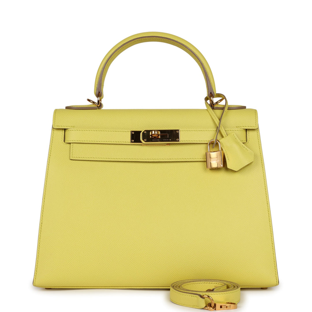 New Hermes Kelly Sellier 28 Soufre Epsom Gold Hardware