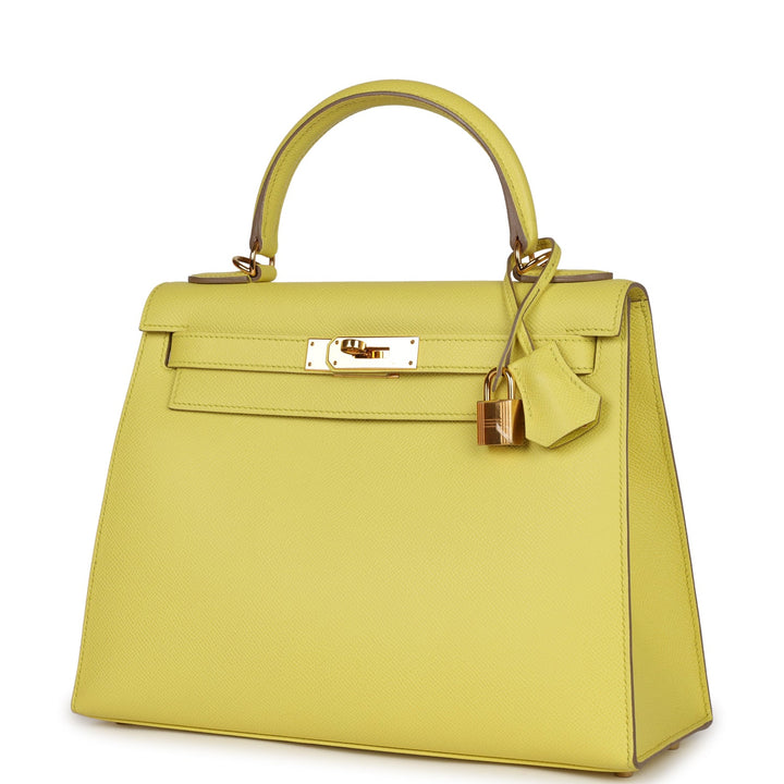 New Hermes Kelly Sellier 28 Soufre Epsom Gold Hardware