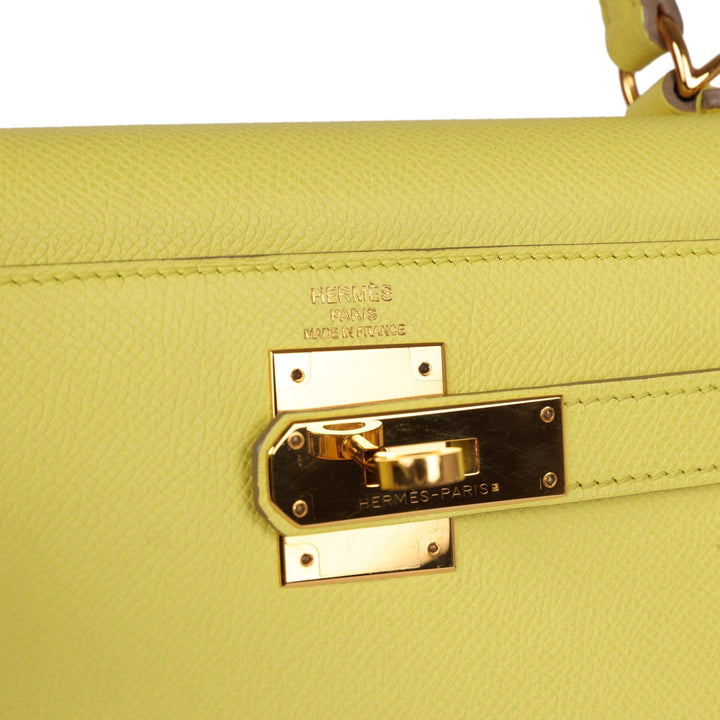 New Hermes Kelly Sellier 28 Soufre Epsom Gold Hardware