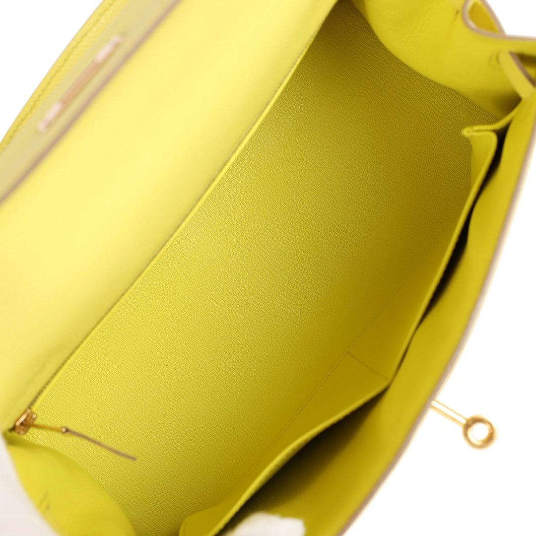 New Hermes Kelly Sellier 28 Soufre Epsom Gold Hardware