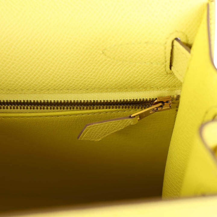 New Hermes Kelly Sellier 28 Soufre Epsom Gold Hardware