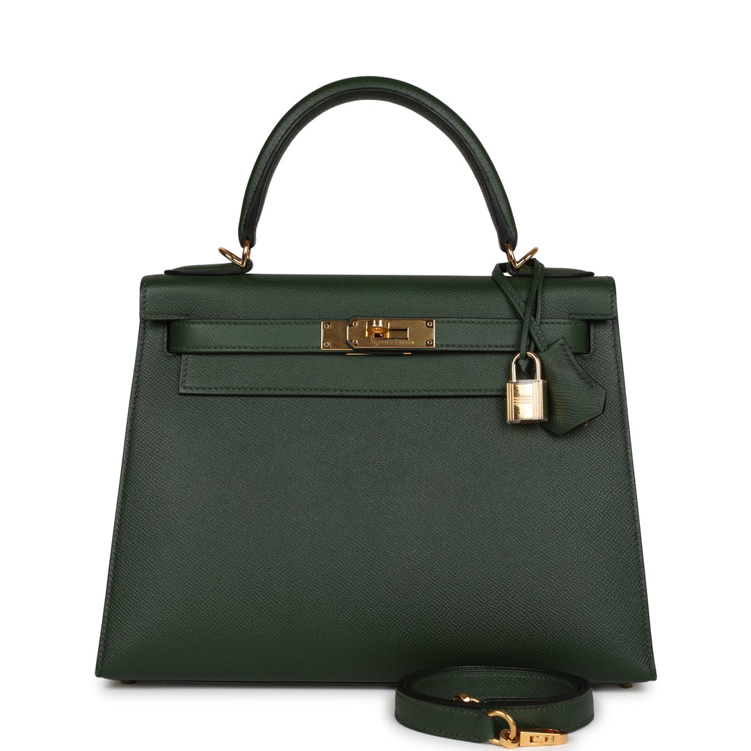 Hermes Kelly Sellier 28 Vert Anglais Epsom Gold Hardware