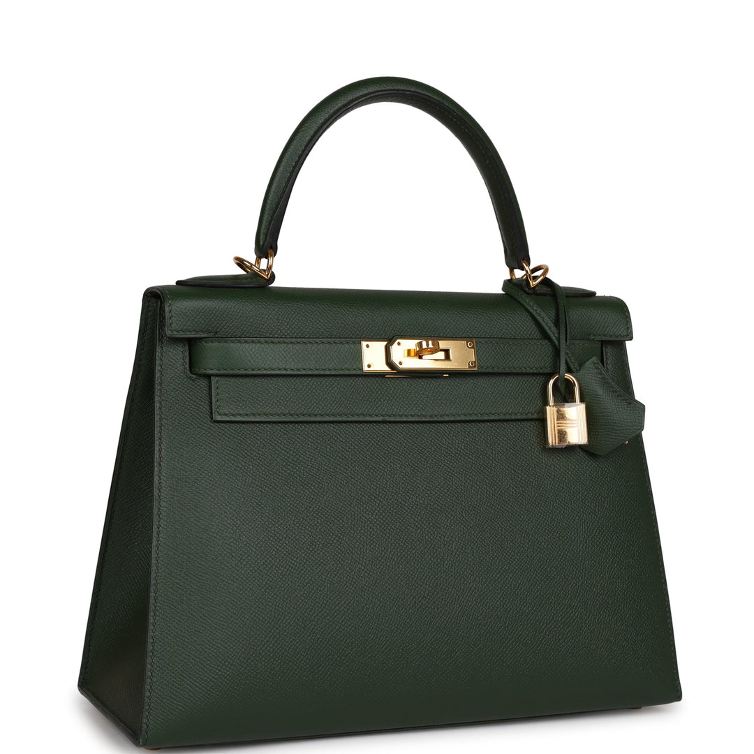 Hermes Kelly Sellier 28 Vert Anglais Epsom Gold Hardware