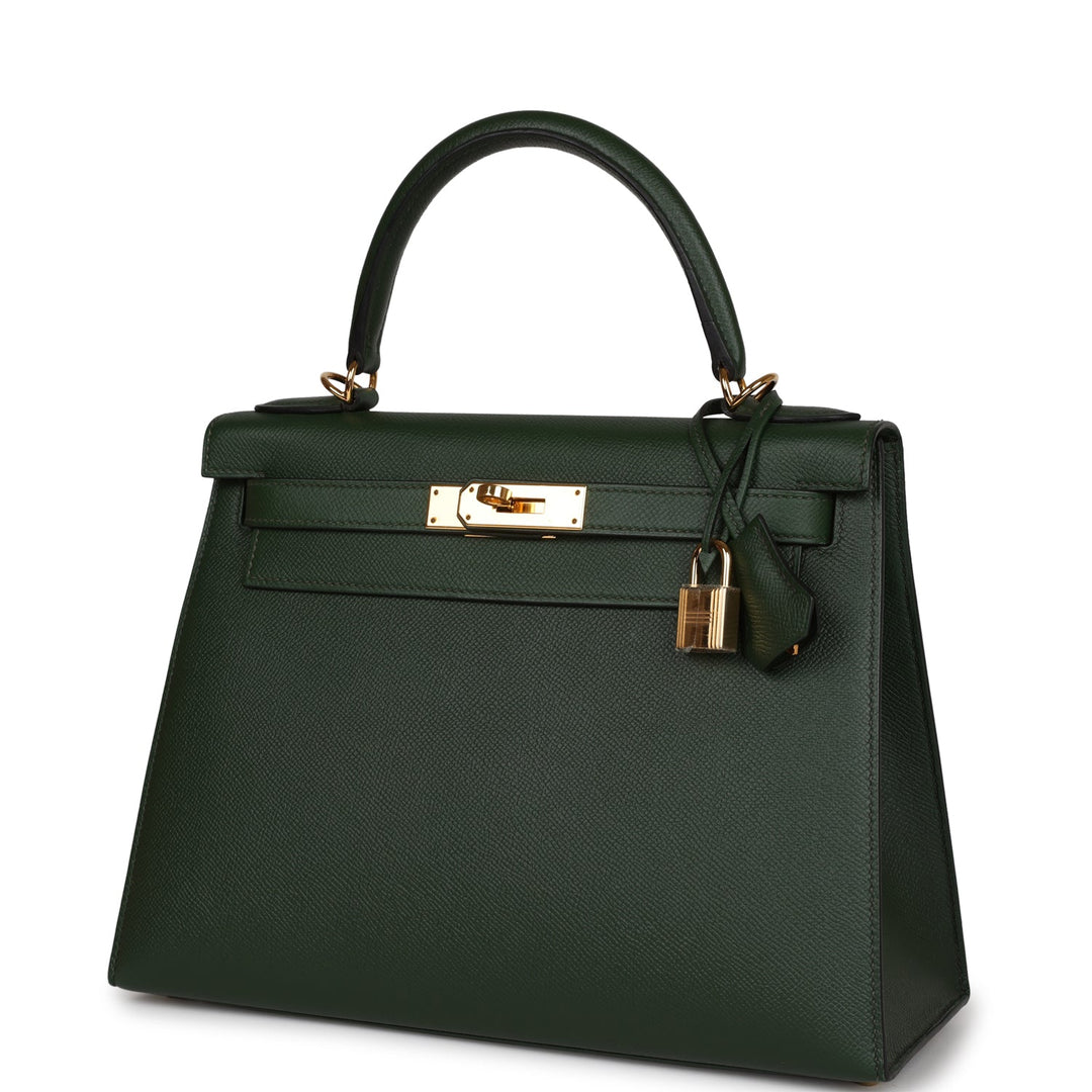 Hermes Kelly Sellier 28 Vert Anglais Epsom Gold Hardware
