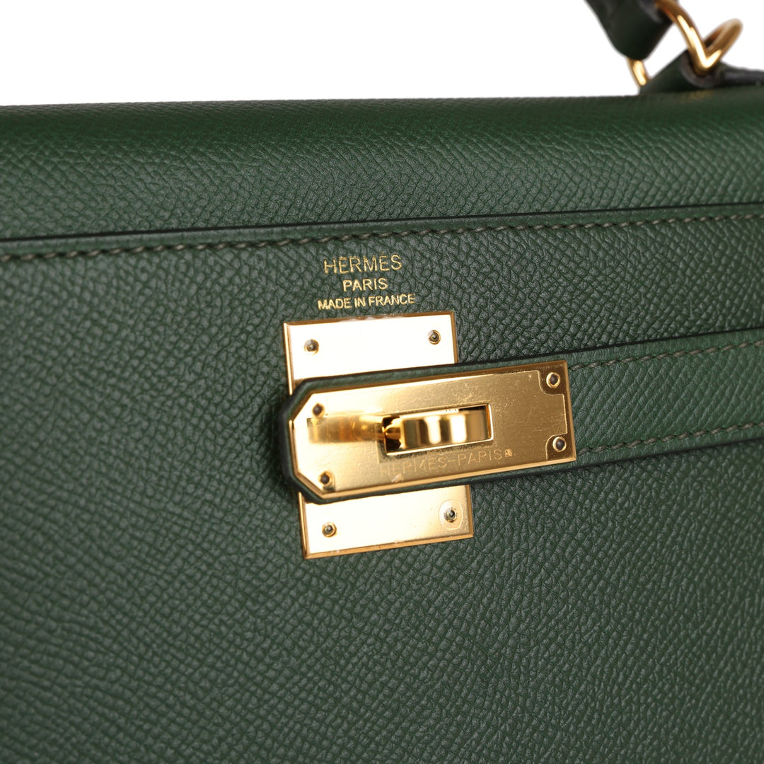Hermes Kelly Sellier 28 Vert Anglais Epsom Gold Hardware