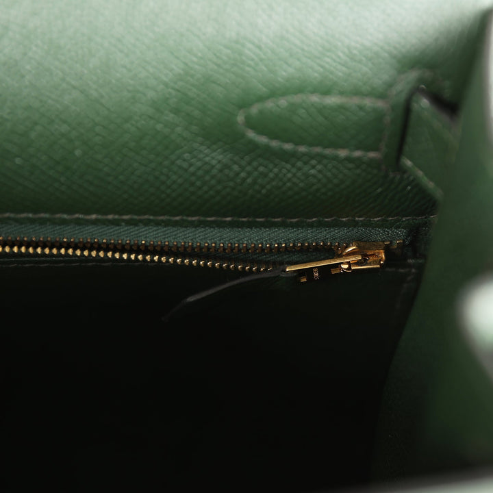 Hermes Kelly Sellier 28 Vert Anglais Epsom Gold Hardware