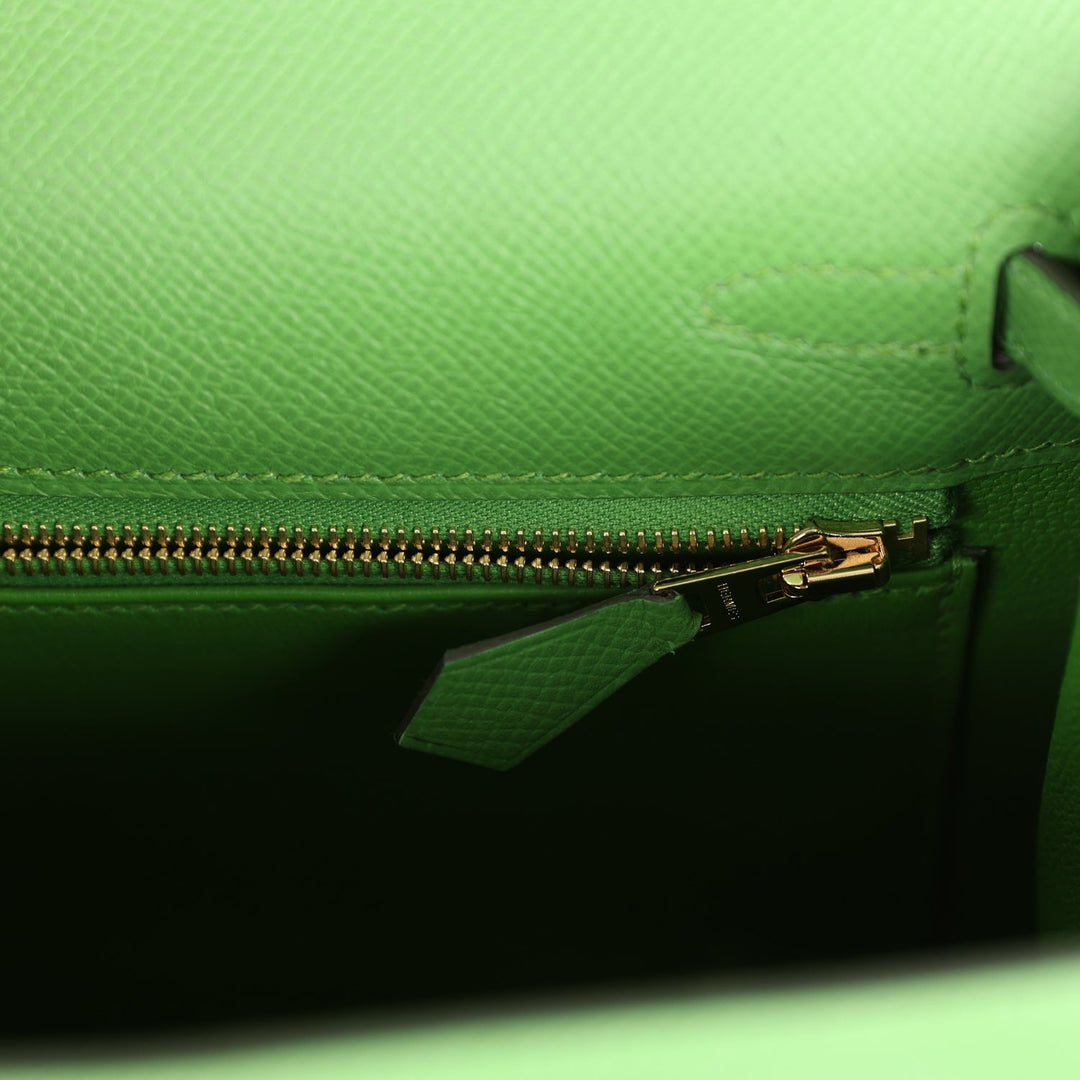 Hermes Kelly Sellier 25 Vert Yucca Epsom Gold Hardware