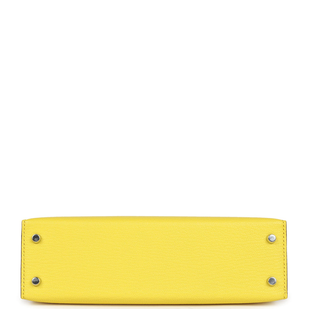 Hermes Kelly Sellier 20 Jaune Citron Chevre Palladium Hardware
