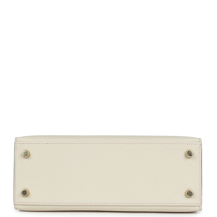 Hermes Special Order (HSS) Kelly Sellier 25 Craie and Black Epsom Gold Hardware