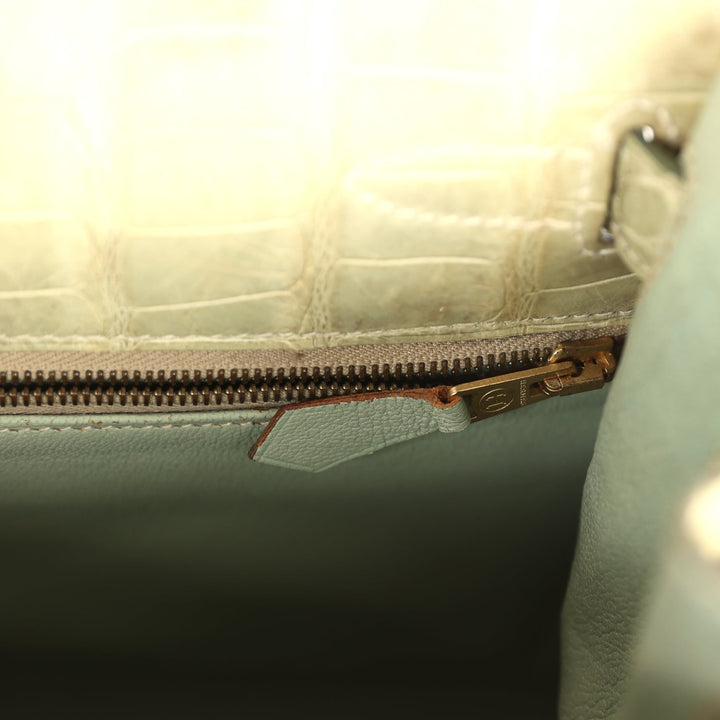 Hermes Kelly 28 Vert Celadon Natura Shiny Alligator Gold Hardware