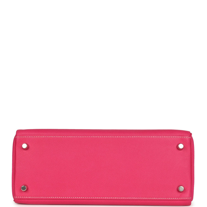 Hermes Kelly Retourne 28 Rose Tyrien Candy Epsom Palladium Hardware