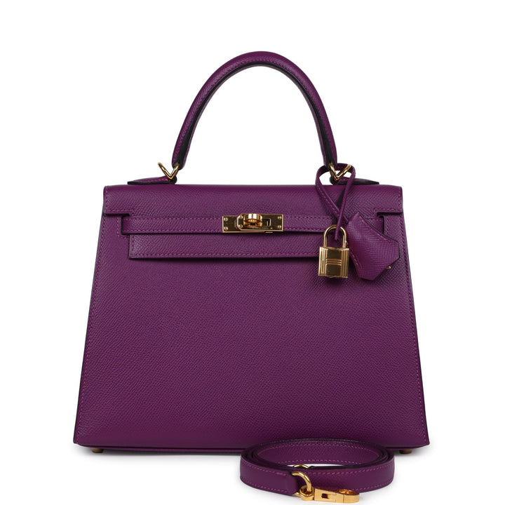 Hermes Sellier Kelly 25 Anemone Epsom Gold Hardware
