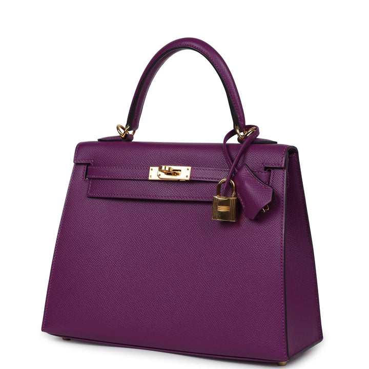 Hermes Sellier Kelly 25 Anemone Epsom Gold Hardware