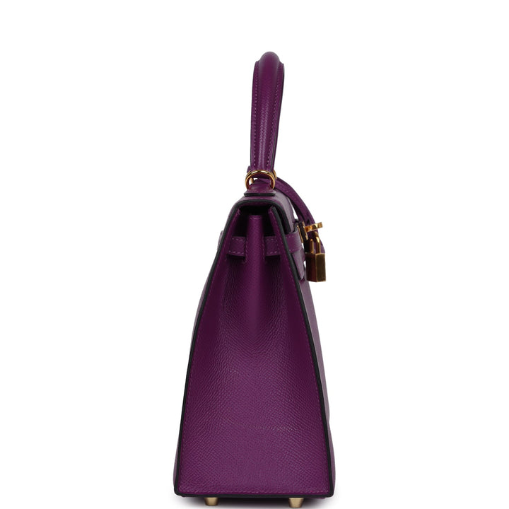 Hermes Sellier Kelly 25 Anemone Epsom Gold Hardware