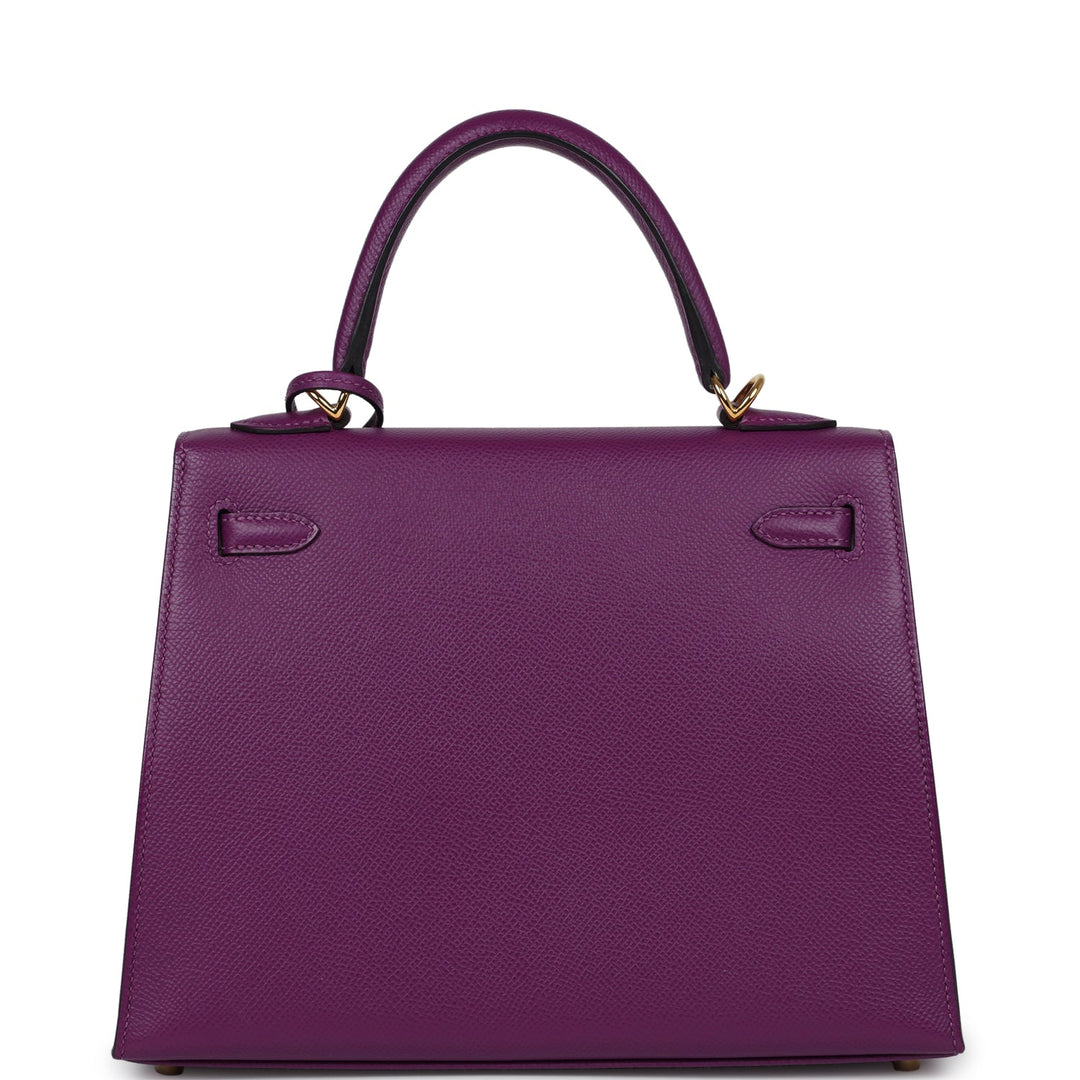Hermes Sellier Kelly 25 Anemone Epsom Gold Hardware