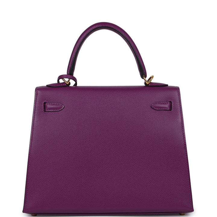 Hermes Sellier Kelly 25 Anemone Epsom Gold Hardware