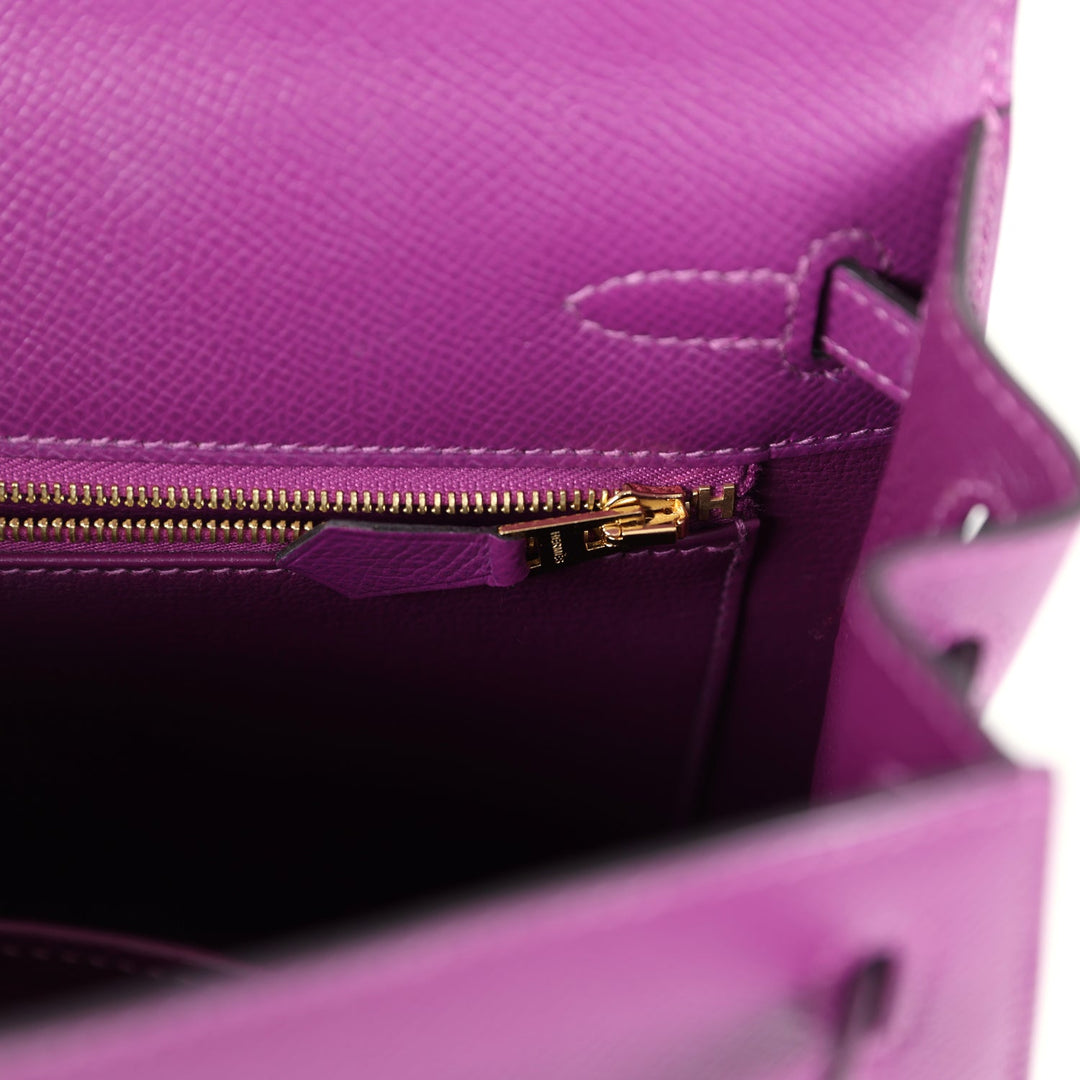 Hermes Sellier Kelly 25 Anemone Epsom Gold Hardware