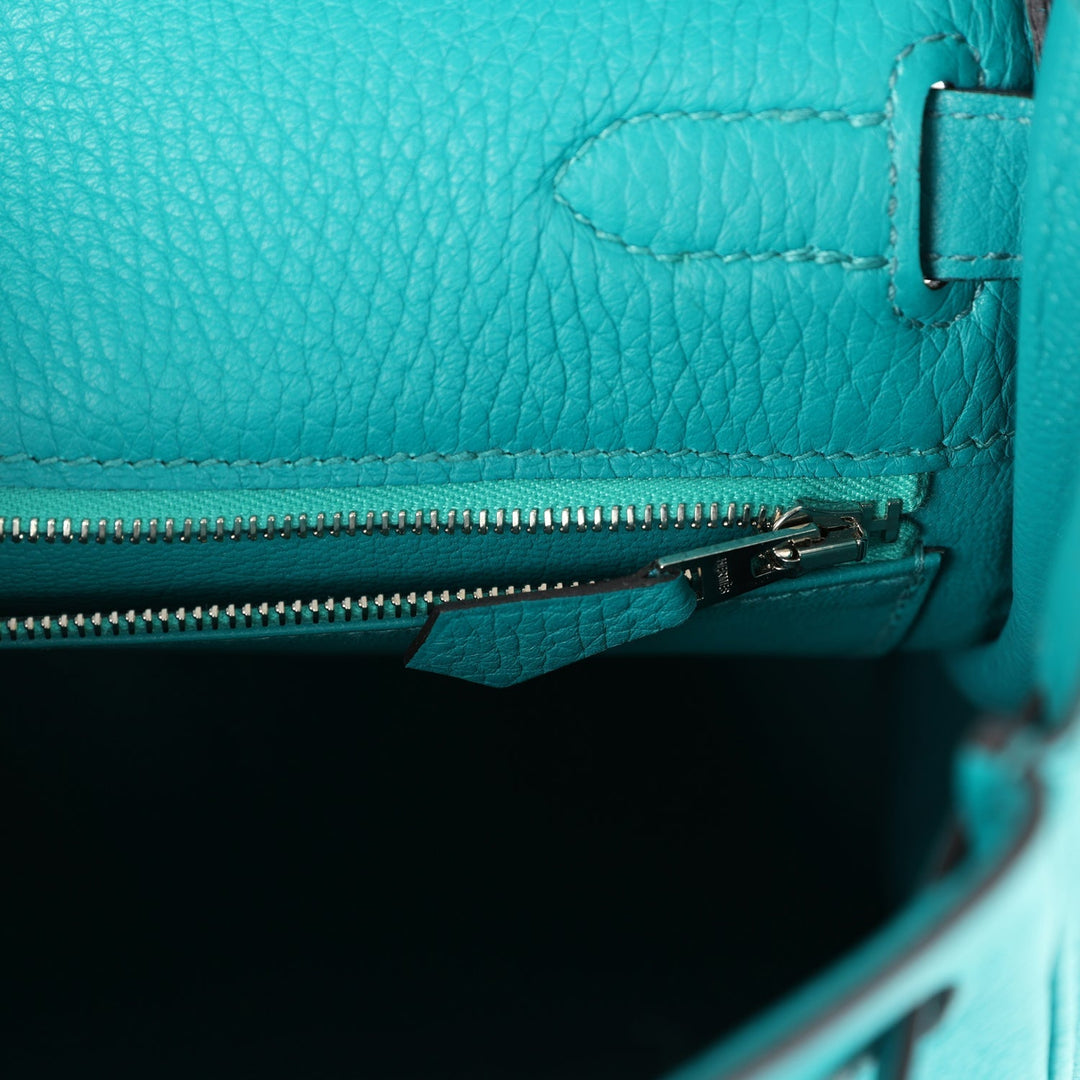New Hermes Kelly Retourne 32 Bleu Paon Clemence Palladium Hardware