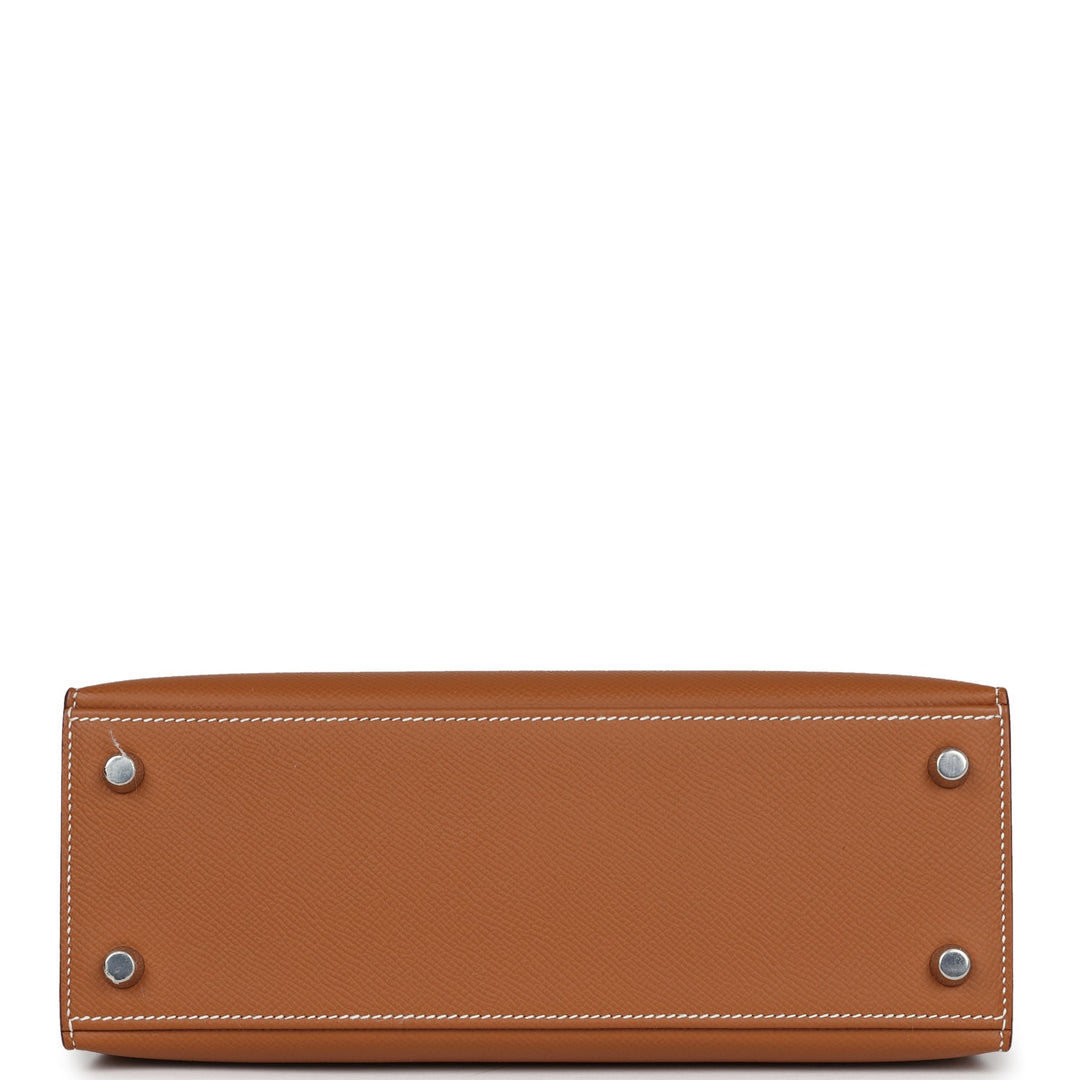 Hermes Kelly Sellier 25 Gold Epsom Palladium Hardware