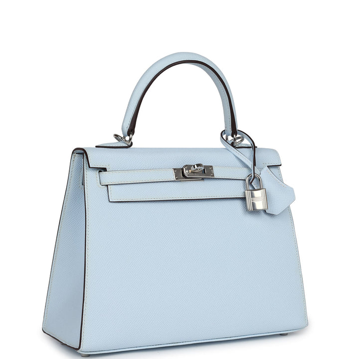 Hermes Kelly Sellier 25 Bleu Brume Epsom Palladium Hardware