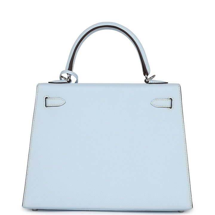 Hermes Kelly Sellier 25 Bleu Brume Epsom Palladium Hardware
