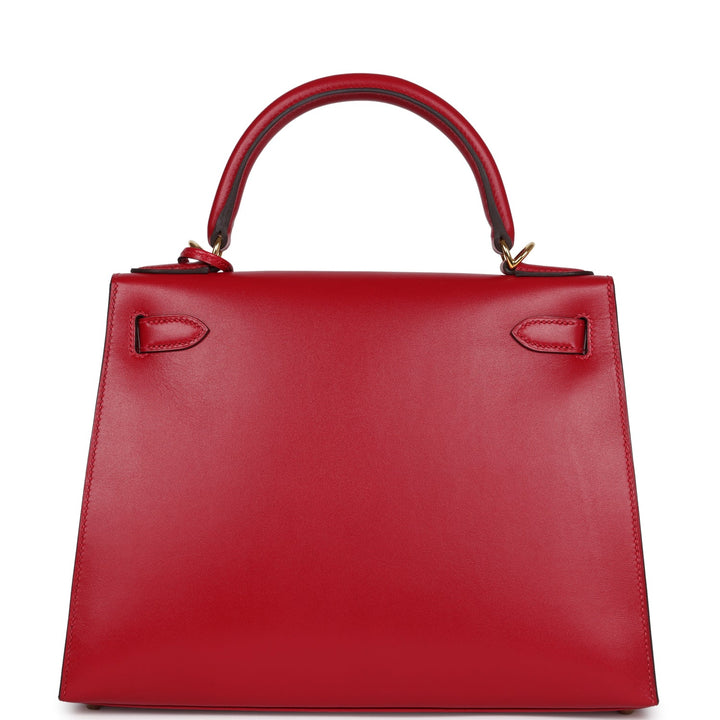 Hermes Kelly Sellier 28 Rouge Vif Tadelakt Gold Hardware