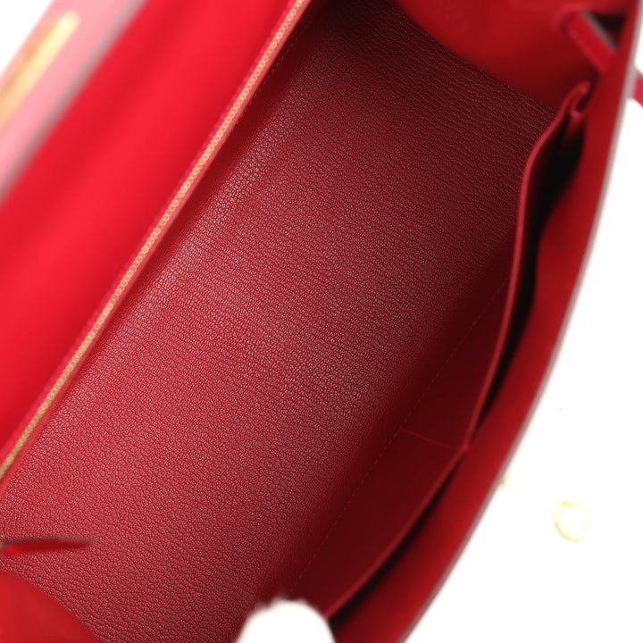 Hermes Kelly Sellier 28 Rouge Vif Tadelakt Gold Hardware