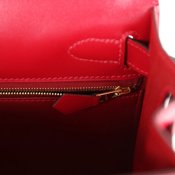 Hermes Kelly Sellier 28 Rouge Vif Tadelakt Gold Hardware