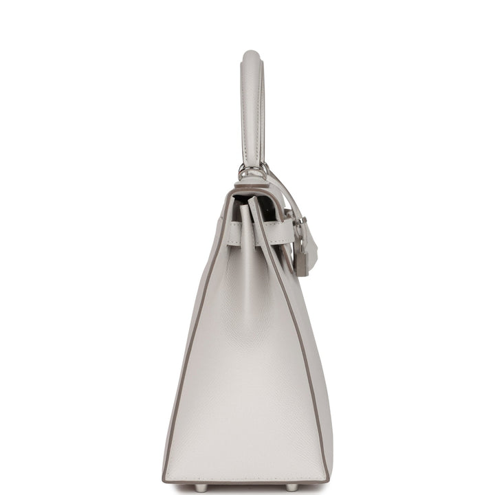 Hermes Kelly Sellier 28 Gris Pale Epsom Palladium Hardware